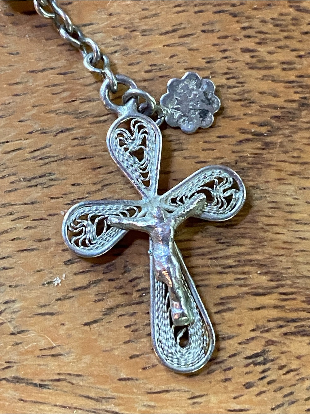 Vintage Sterling Silver 925 Filigree Rosary Necklace 17g Stamped - Picture 2 of 9